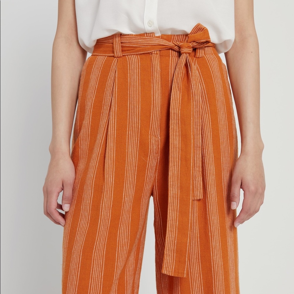FRANK & OAK Linen Striped Wide-Leg Pants